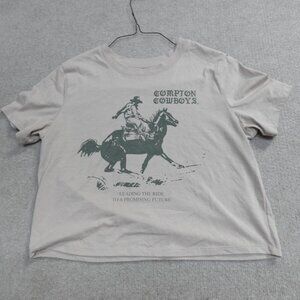 Compton Cowboys Womens Shirt Medium Beige Cropped Official